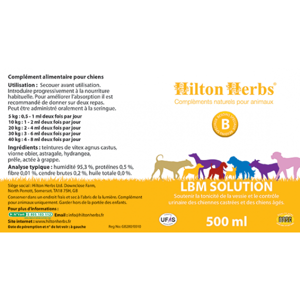 Ingrédients et dosage de LBM Solution de Hilton Herbs